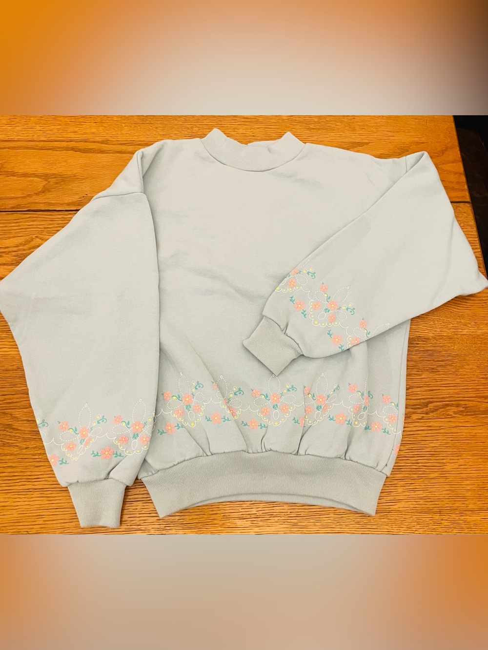 Vintage Girls' Floral Embroidered Sweatshirt